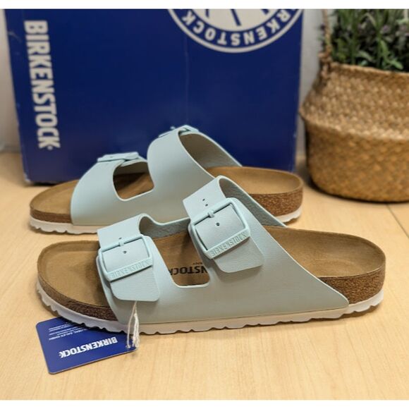 Birkenstock Shoes - Birkenstock Arizona Birko-Flor Surf Green Slide Sandals Women's 10 EU 41 NIB